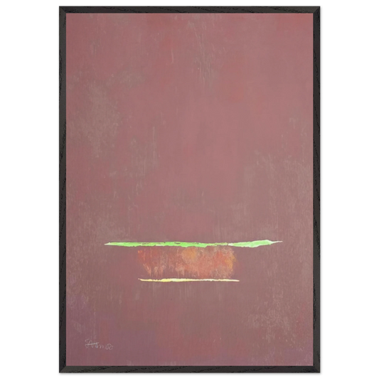Purple Color Field with Two Green Lines - Color Field Painting - Theodoros Stamos 70x100 cm / 28x40 inches Framed Art Print – Black Wooden Frame