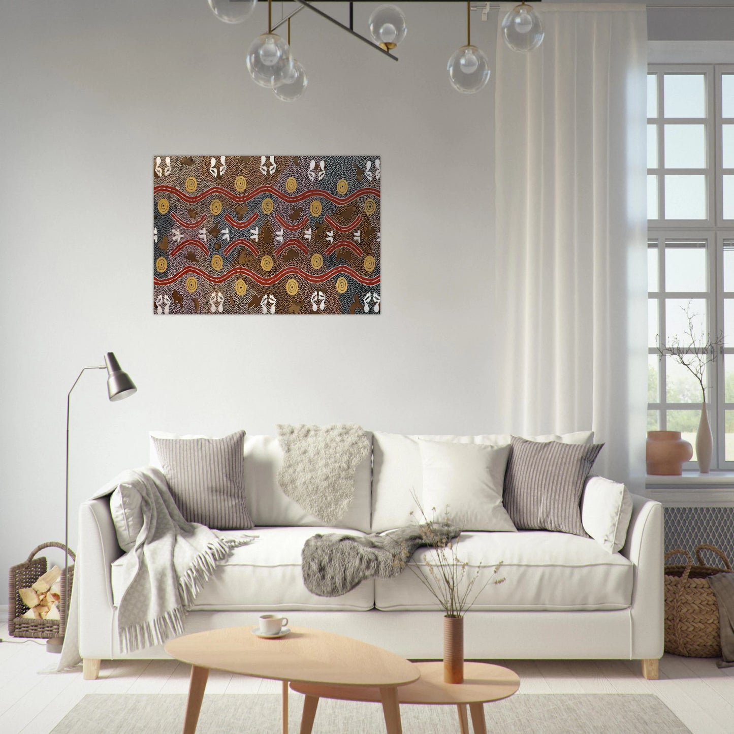 Possum Dreaming - Native Art - Clifford Possum Tjapaltjarri Brushed Aluminum Print - 70x100 cm / 28x40 inches | Clifford Possum Tjapaltjarri Aluminum Print | Clifford Possum Tjapaltjarri Prints