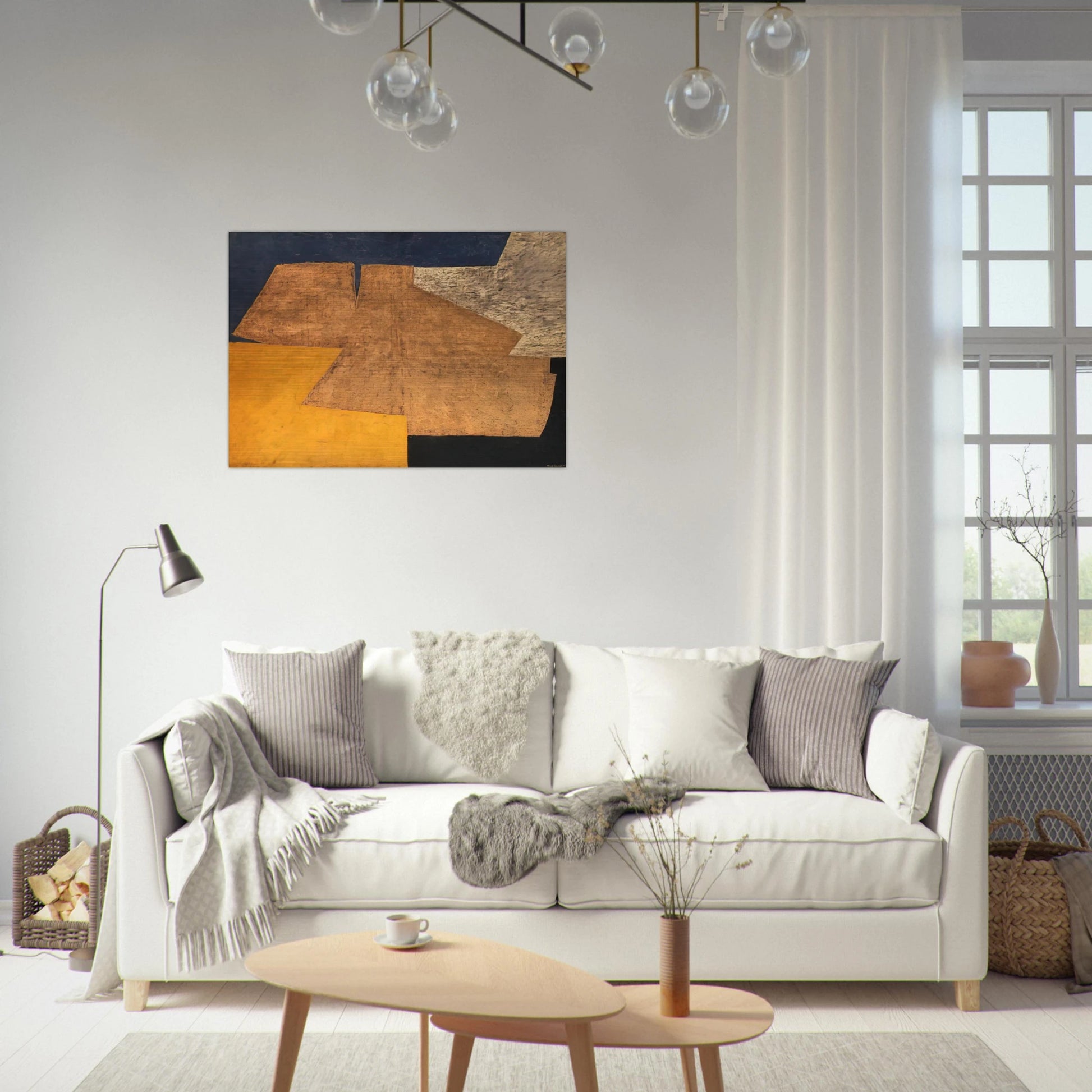 Composition jaune, mauve, bleu et noir La table d'or - 1952 - Serge Poliakoff Brushed Aluminum Print - 70x100 cm / 28x40 inches | Serge Poliakoff Aluminum Print | Serge Poliakoff Prints