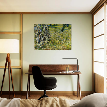 Tree Trunks in the Grass - Vincent van Gogh Brushed Aluminum Print - 70x100 cm / 28x40 inches | Vincent van Gogh Aluminum Print | Vincent van Gogh Prints