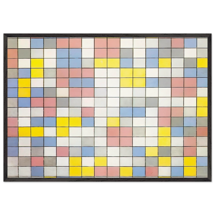 Composition with Grid IX - Piet Mondrian 70x100 cm / 28x40 inches Framed Art Print – Black Wooden Frame