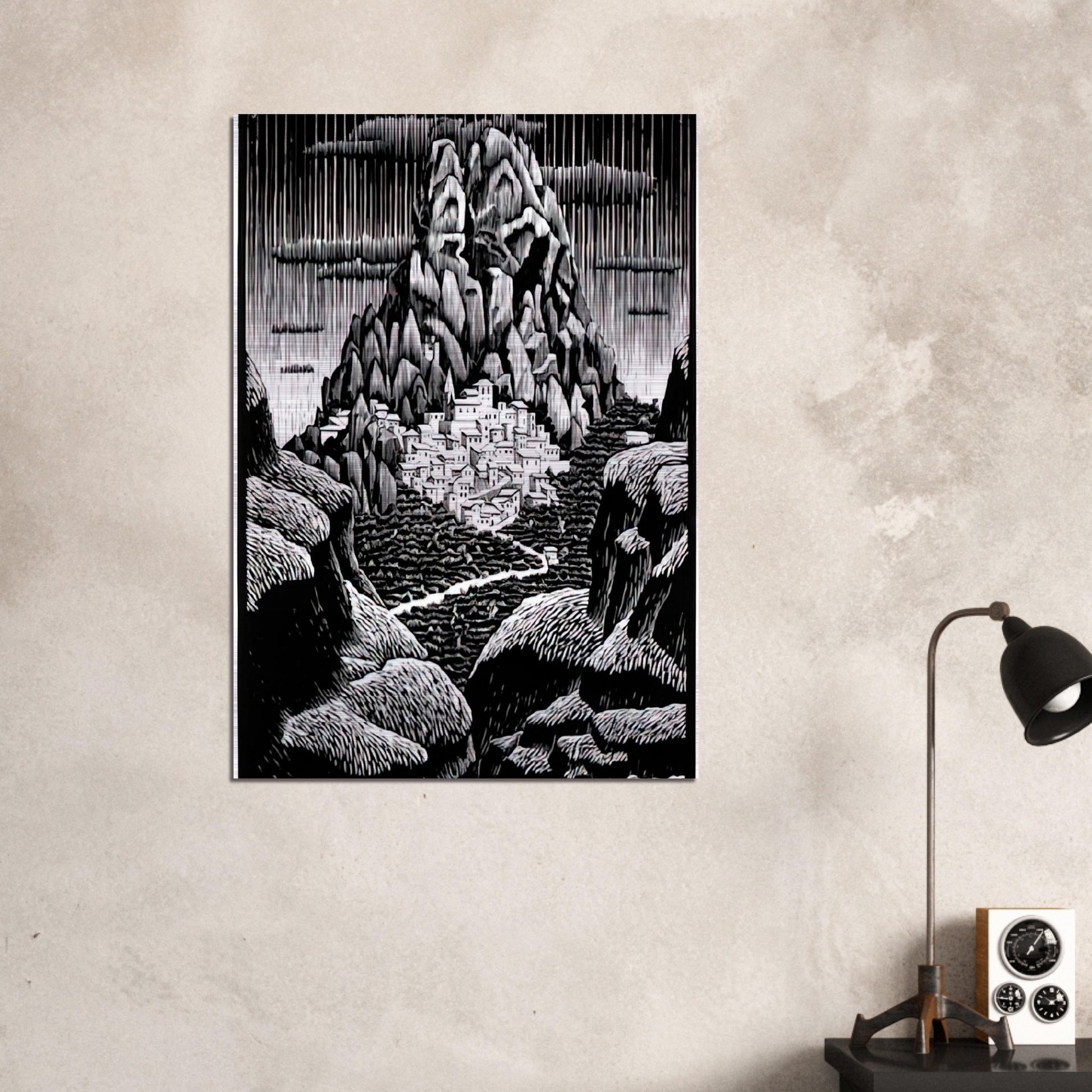 PENTEDATTIO CALABRIA JANUARY 1930 1930 - MC Escher Brushed Aluminum Print - 70x100 cm / 28x40 inches | MC Escher Aluminum Print | MC Escher Prints