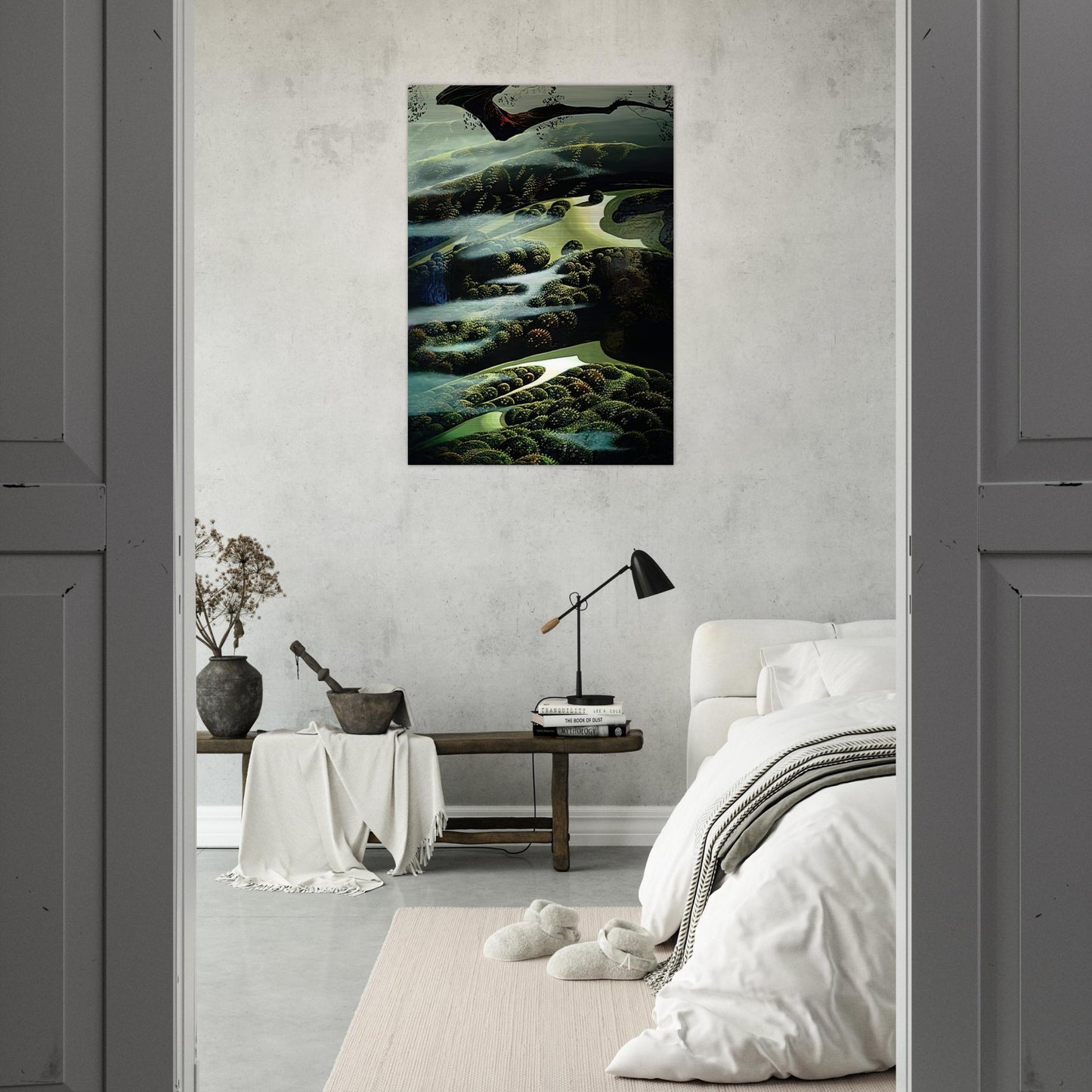 Carmel Valley Memory - Eyvind Earle Brushed Aluminum Print - 70x100 cm / 28x40 inches | Eyvind Earle Aluminum Print | Eyvind Earle Prints