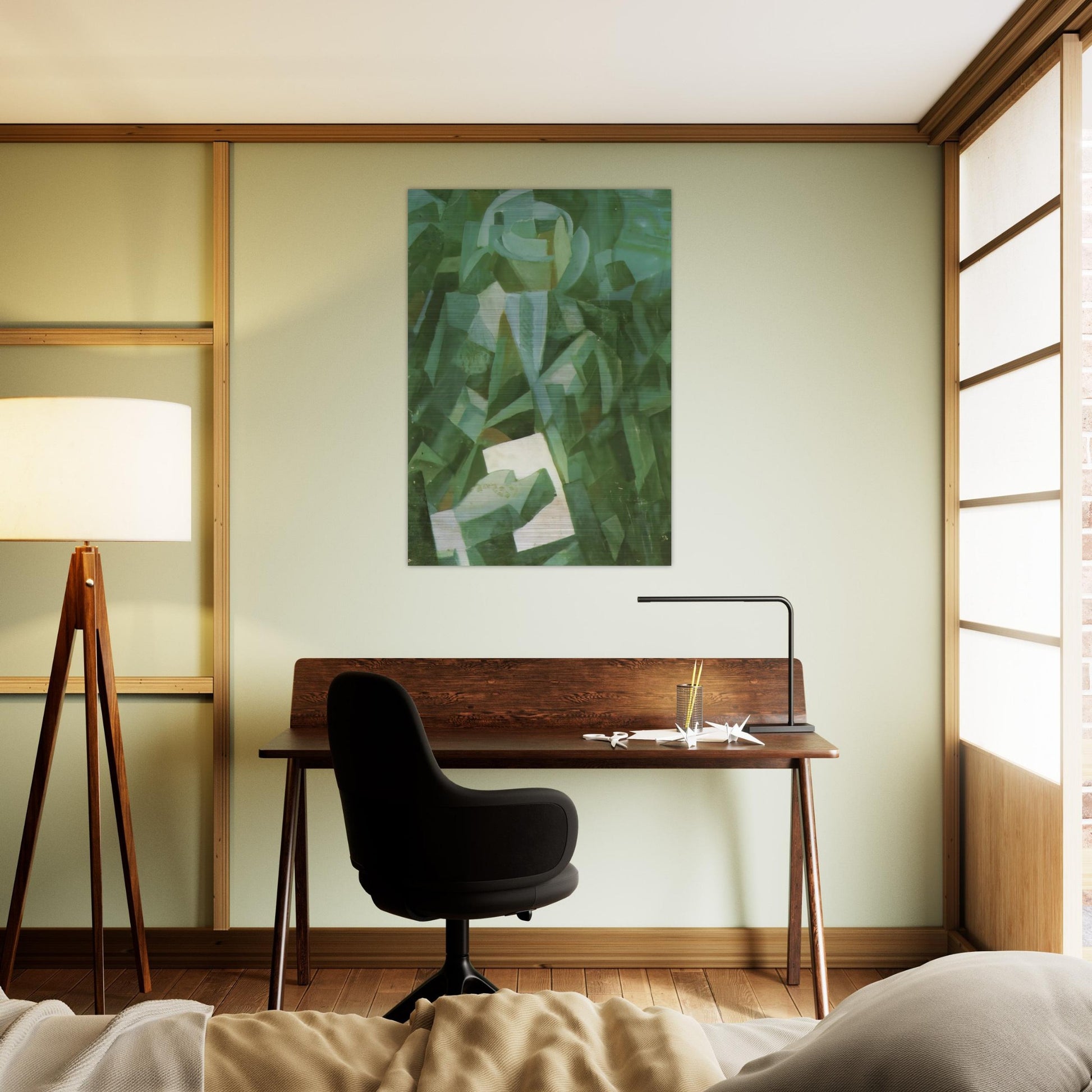 CUBIST COMPOSITION PORTRAIT OF A SEATED PERSON HOLDING A LETTER - Salvador Dali Brushed Aluminum Print - 70x100 cm / 28x40 inches | Salvador Dali Aluminum Print | Salvador Dali Prints