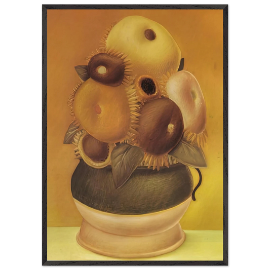 SUNFLOWERS N1 - Fernando Botero 70x100 cm / 28x40 inches Framed Art Print – Black Wooden Frame