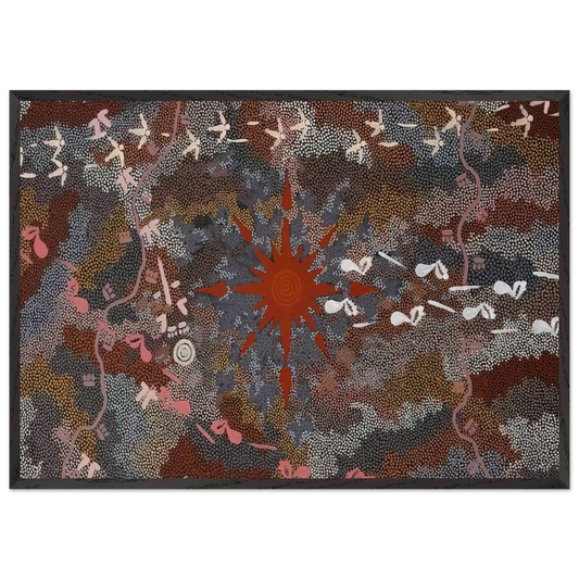 Fire Dreaming - 1996 - Clifford Possum Tjapaltjarri 70x100 cm / 28x40 inches Framed Art Print – Black Wooden Frame