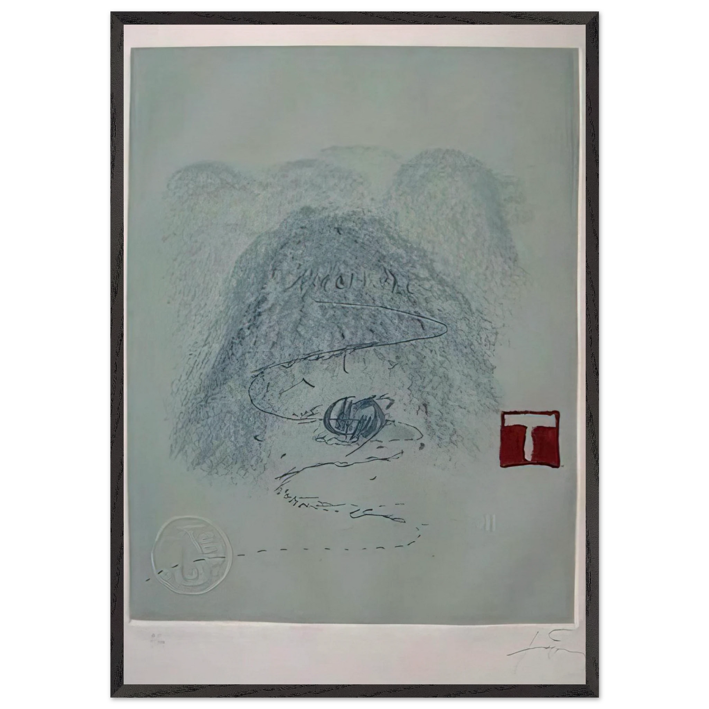 APARICIONS 3 1982 - Antoni Tapies 70x100 cm / 28x40 inches Framed Art Print – Black Wooden Frame