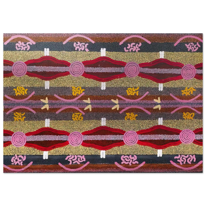 Rock Wallaby  Lightning Dreaming, Mount Wedge - 1995 - Clifford Possum Tjapaltjarri Brushed Aluminum Print - 70x100 cm / 28x40 inches | Clifford Possum Tjapaltjarri Aluminum Print | Clifford Possum Tjapaltjarri Prints