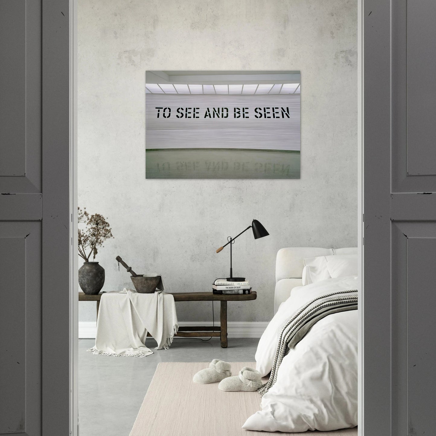 To See and Be Seen - 1972 - Lawrence Weiner Brushed Aluminum Print - 70x100 cm / 28x40 inches | Lawrence Weiner Aluminum Print | Lawrence Weiner Prints