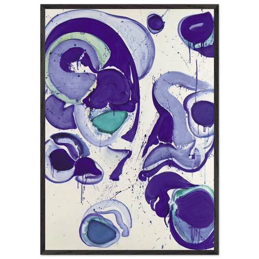 Blue N1 - Sam Francis 70x100 cm / 28x40 inches Framed Art Print – Black Wooden Frame