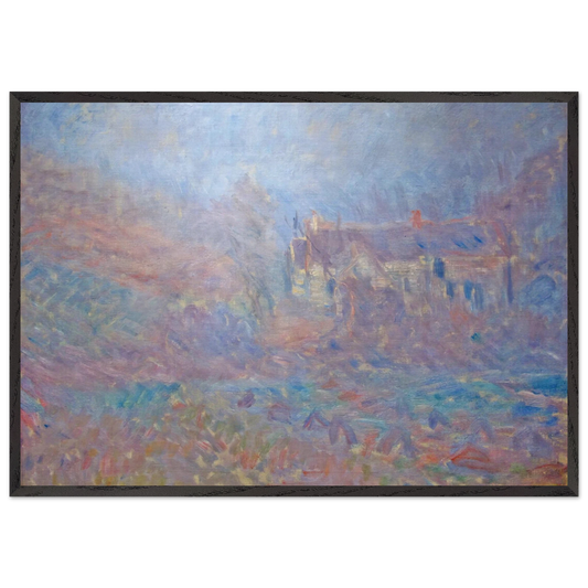 Houses at Falaise in the Fog - claude monet 70x100 cm / 28x40 inches Framed Art Print – Black Wooden Frame