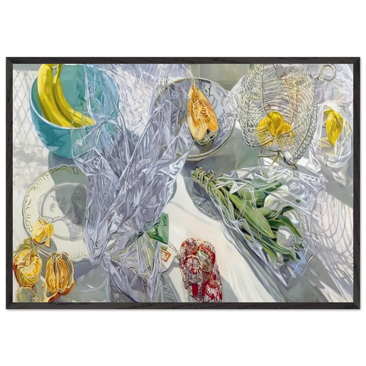 WHITE TULIPS 1999 - Janet Fish 70x100 cm / 28x40 inches Framed Art Print – Black Wooden Frame