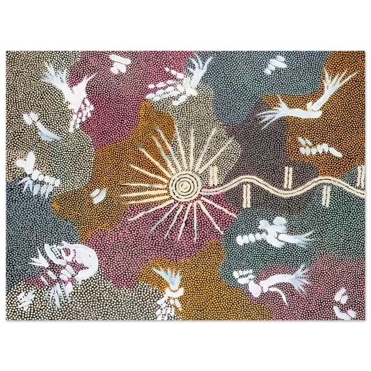 Clifford Possum Tjapaltjarri - Lightning Dreaming - 1999  75x100 cm / 30x40inches Fine Art Poster