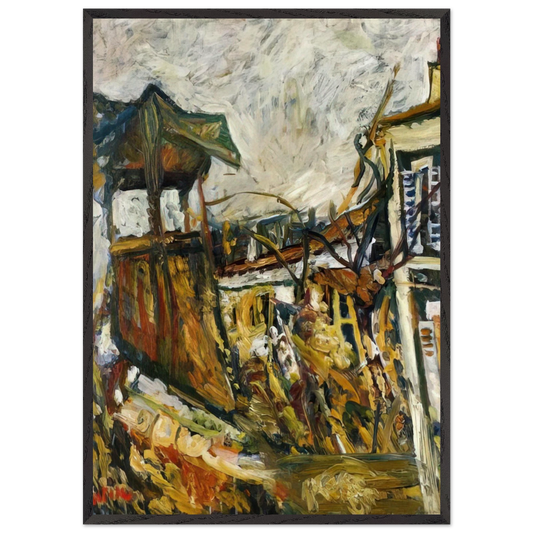 PARISIAN SUBURB - Chaim Soutine 70x100 cm / 28x40 inches Framed Art Print – Black Wooden Frame