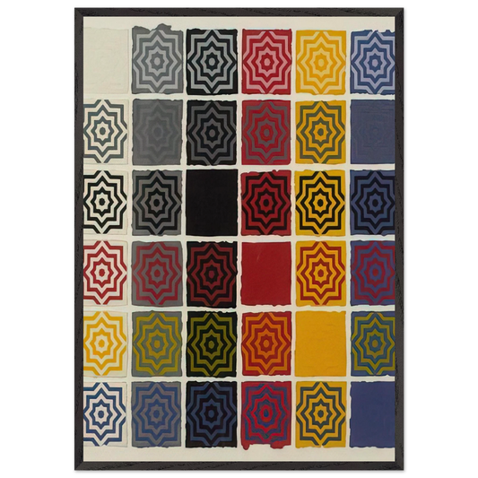 Stars 8 Pointed - Sol LeWitt 70x100 cm / 28x40 inches Framed Art Print – Black Wooden Frame