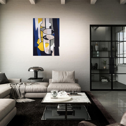 GLASS AND LEMON IN A MIRROR 1974 - Roy Lichtenstein Brushed Aluminum Print - 70x100 cm / 28x40 inches | Roy Lichtenstein Aluminum Print | Roy Lichtenstein Prints