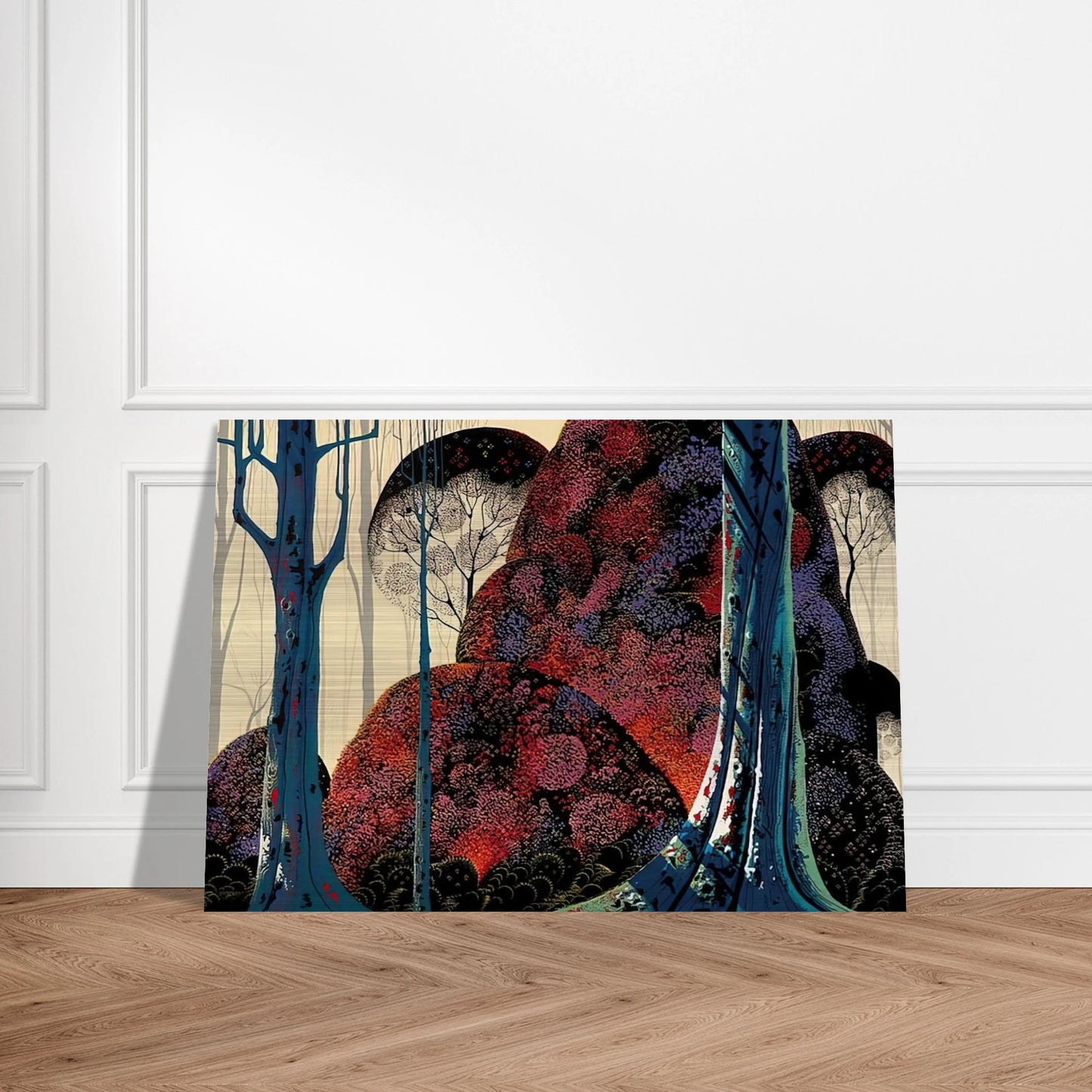 Jewel Forest - Eyvind Earle Brushed Aluminum Print - 70x100 cm / 28x40 inches | Eyvind Earle Aluminum Print | Eyvind Earle Prints