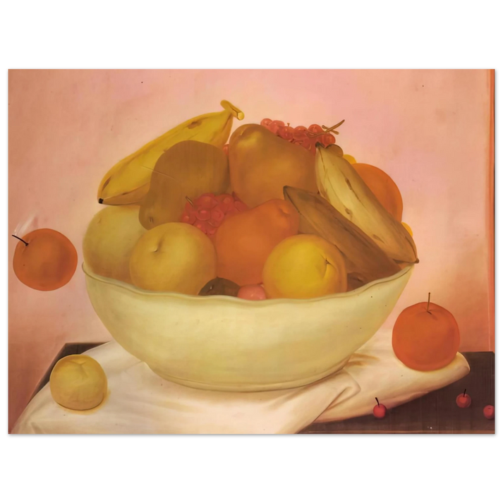 Fernando Botero - STILL LIFE WITH ORANGE FALLING  75x100 cm / 30x40inches Fine Art Poster