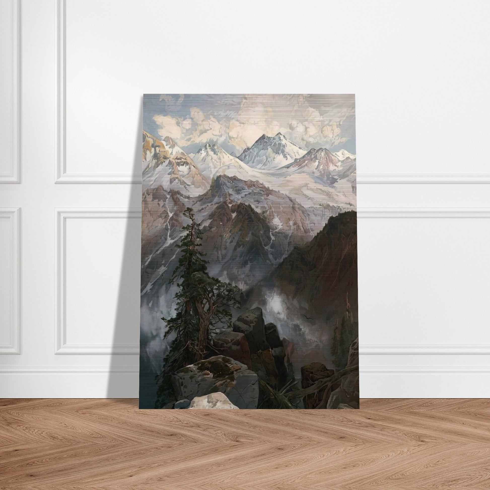 Summit of the Sierras Nevada - Thomas Moran Brushed Aluminum Print - 70x100 cm / 28x40 inches | Thomas Moran Aluminum Print | Thomas Moran Prints