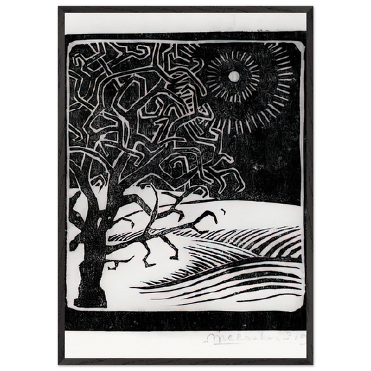 THE BORGER OAK - MC Escher 70x100 cm / 28x40 inches Framed Art Print – Black Wooden Frame | Maurits Cornelis Escher Prints