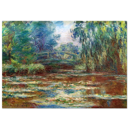 Water Lily Pond and Bridge - claude monet Brushed Aluminum Print - 70x100 cm / 28x40 inches | claude monet Aluminum Print | claude monet Prints