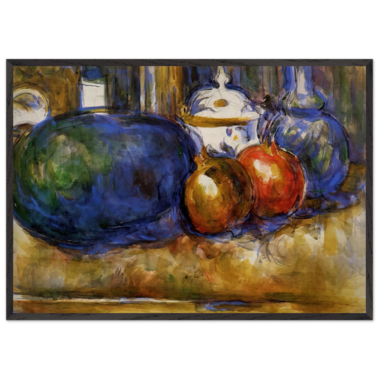 Still Life with Watermelon and Pemegranates - Paul Cezanne 70x100 cm / 28x40 inches Framed Art Print – Black Wooden Frame
