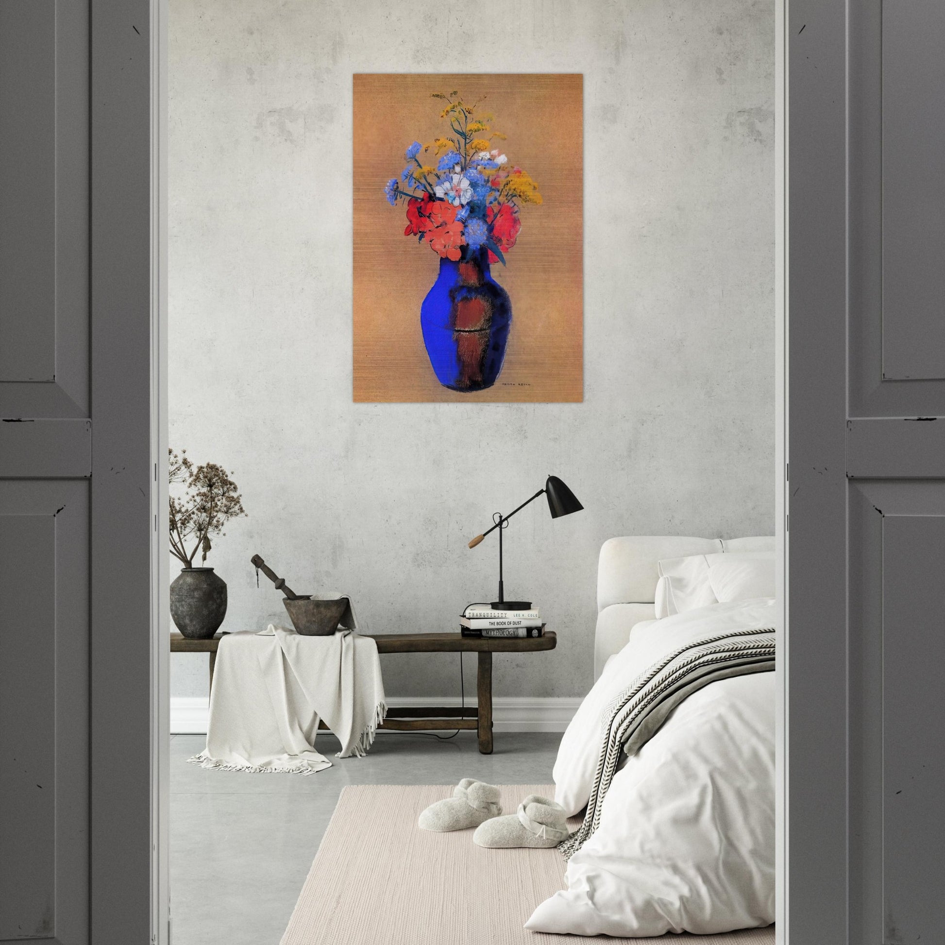 WILD FLOWERS IN A VASE - Odilon Redon Brushed Aluminum Print - 70x100 cm / 28x40 inches | Odilon Redon Aluminum Print | Odilon Redon Prints