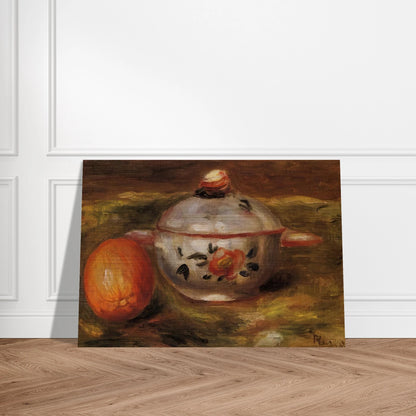Still Life with Orange and Sugar Bowl - Pierre-Auguste Renoir Brushed Aluminum Print - 70x100 cm / 28x40 inches | Pierre-Auguste Renoir Aluminum Print | Pierre-Auguste Renoir Prints
