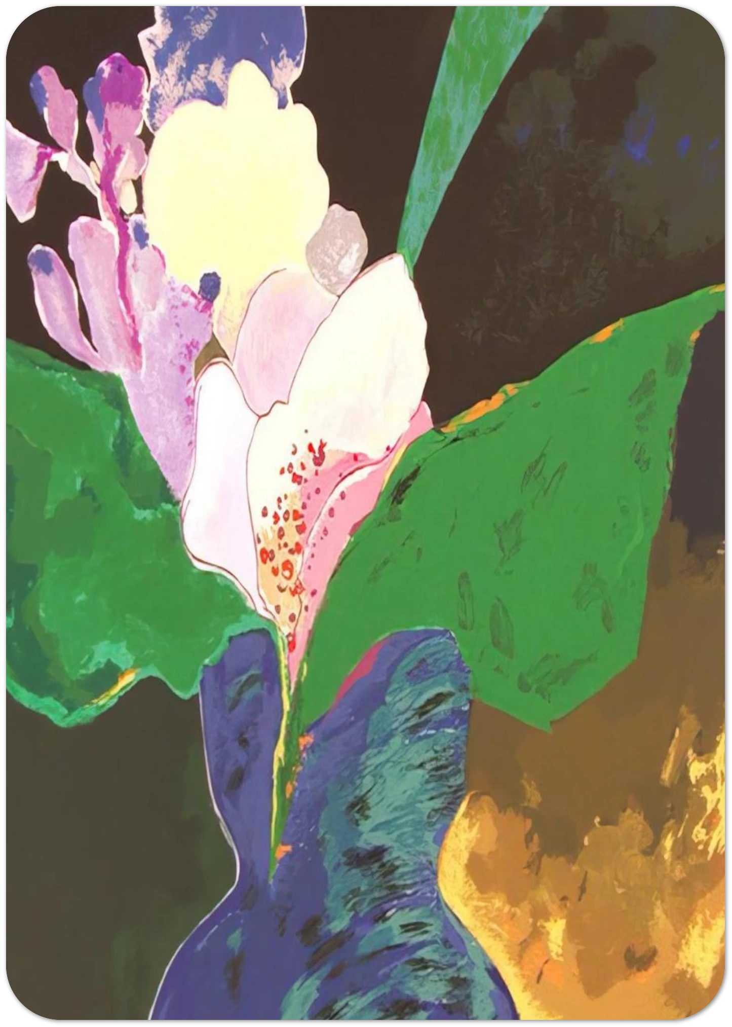 Blue Vase With Flowers - 2002 By Aldemir Martins Pack of 10 Post Cards | Aldemir Martins Post Cards | A6 (10.5 x 14.8 cm) - 4.1 x 5.8 inches