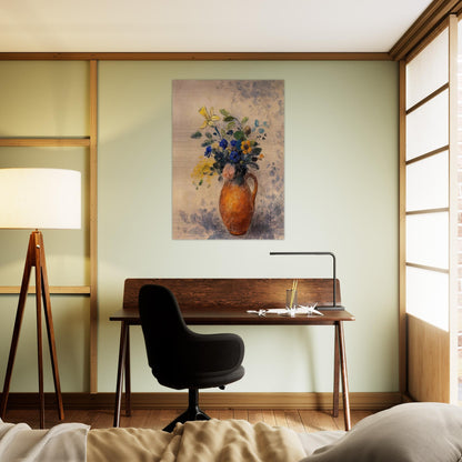 VASE OF FLOWERS 1908 - Odilon Redon Brushed Aluminum Print - 70x100 cm / 28x40 inches | Odilon Redon Aluminum Print | Odilon Redon Prints