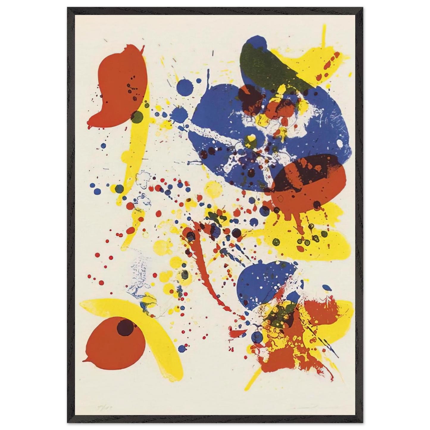 Untitled  from Pasadena Box   Lembark L62  - Sam Francis 70x100 cm / 28x40 inches Framed Art Print – Black Wooden Frame