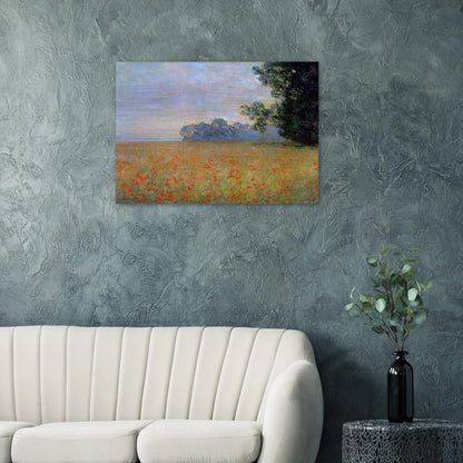 Oat and Poppy Field - claude monet Brushed Aluminum Print - 70x100 cm / 28x40 inches | claude monet Aluminum Print | claude monet Prints