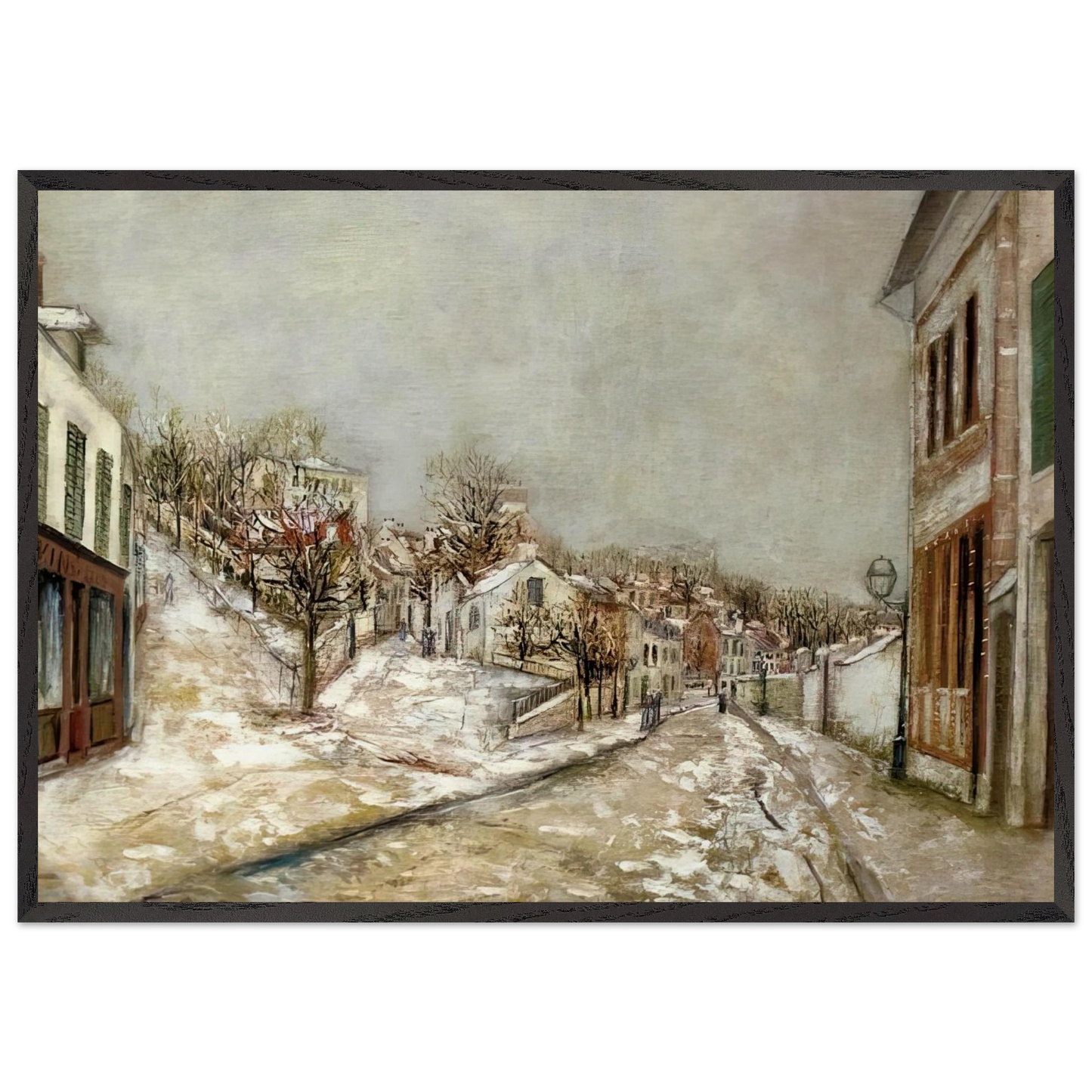 VIEW OF PONTOISE - Maurice Utrillo 70x100 cm / 28x40 inches Framed Art Print – Black Wooden Frame