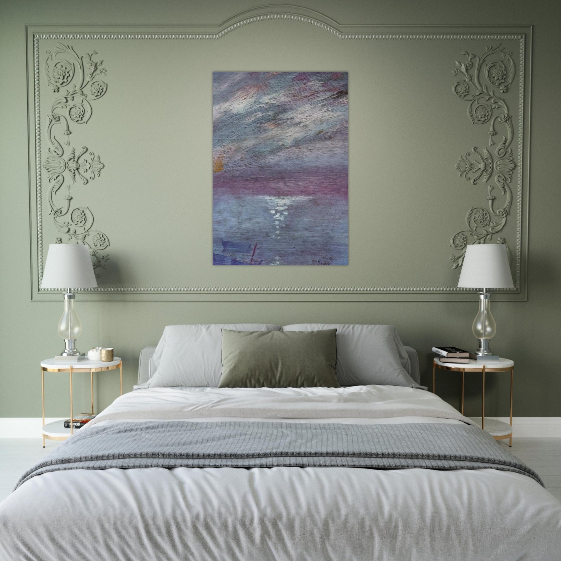 MOONLIGHT OVER THE BAY AT CADAQUES - Salvador Dali Brushed Aluminum Print - 70x100 cm / 28x40 inches | Salvador Dali Aluminum Print | Salvador Dali Prints