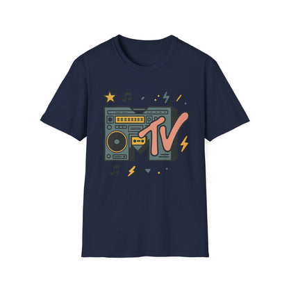 Retro MTV Vintage Luipaardprint Muziek Televisie Grafisch T-shirt 80s 90s Throwback Unisex Band Shirt Dierenprint Rockstijl T-Shirt