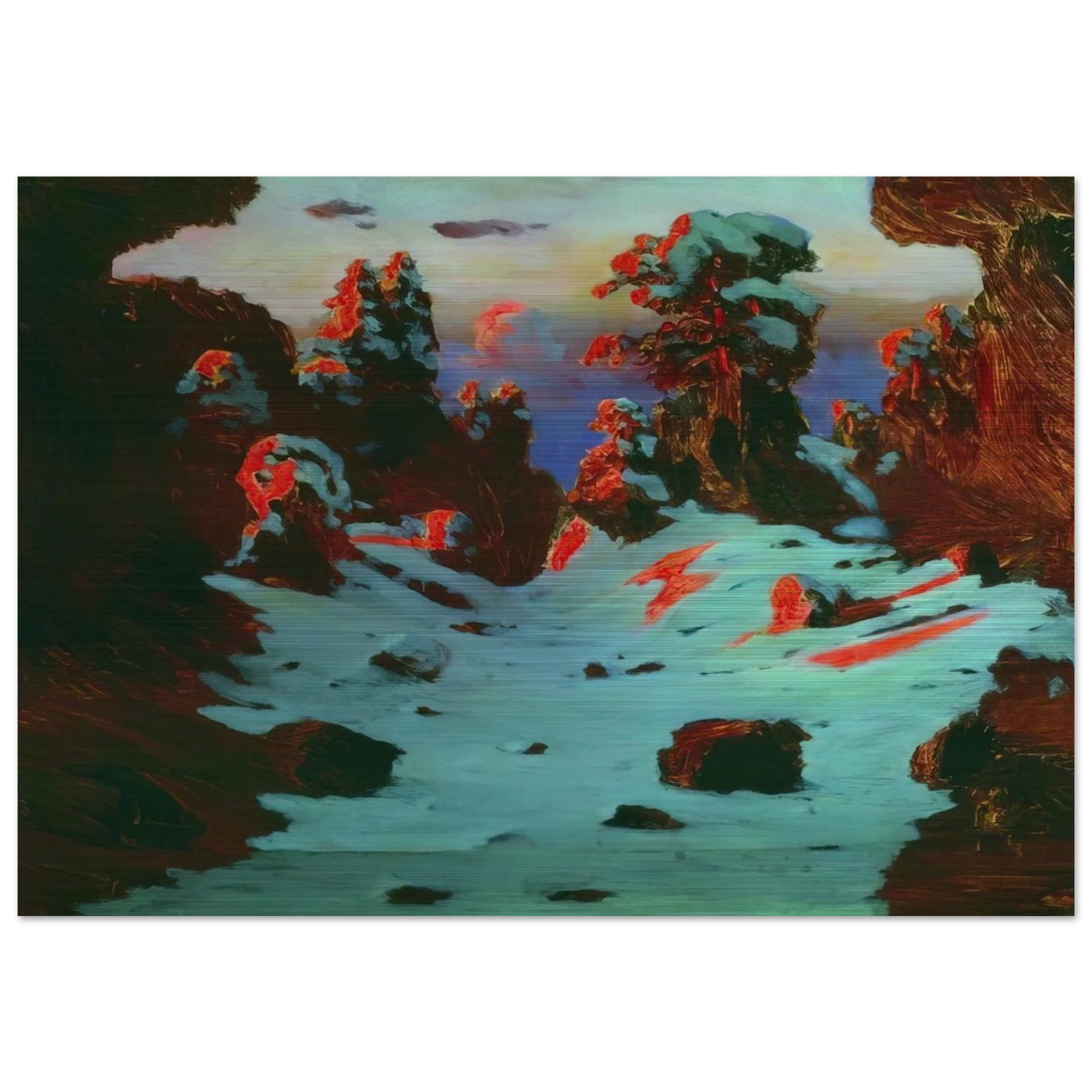 Sunset Effect - Arkhyp Kuindzhi Brushed Aluminum Print - 70x100 cm / 28x40 inches | Arkhyp Kuindzhi Aluminum Print | Arkhyp Kuindzhi Prints
