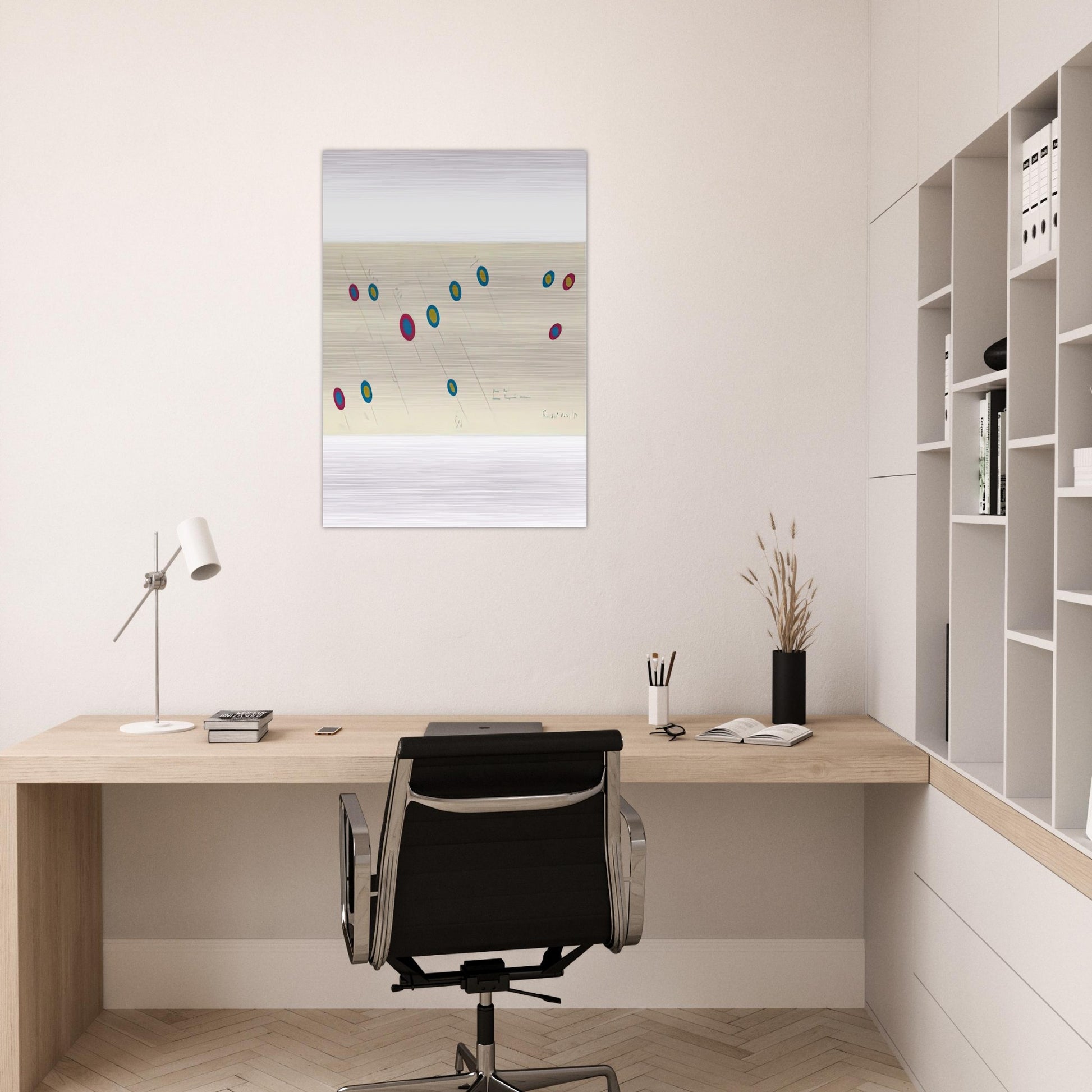 OVAL AXIS CERISE TURQUOISE OCHRE 1970 - Bridget Riley Brushed Aluminum Print - 70x100 cm / 28x40 inches | Bridget Riley Aluminum Print | Bridget Riley Prints