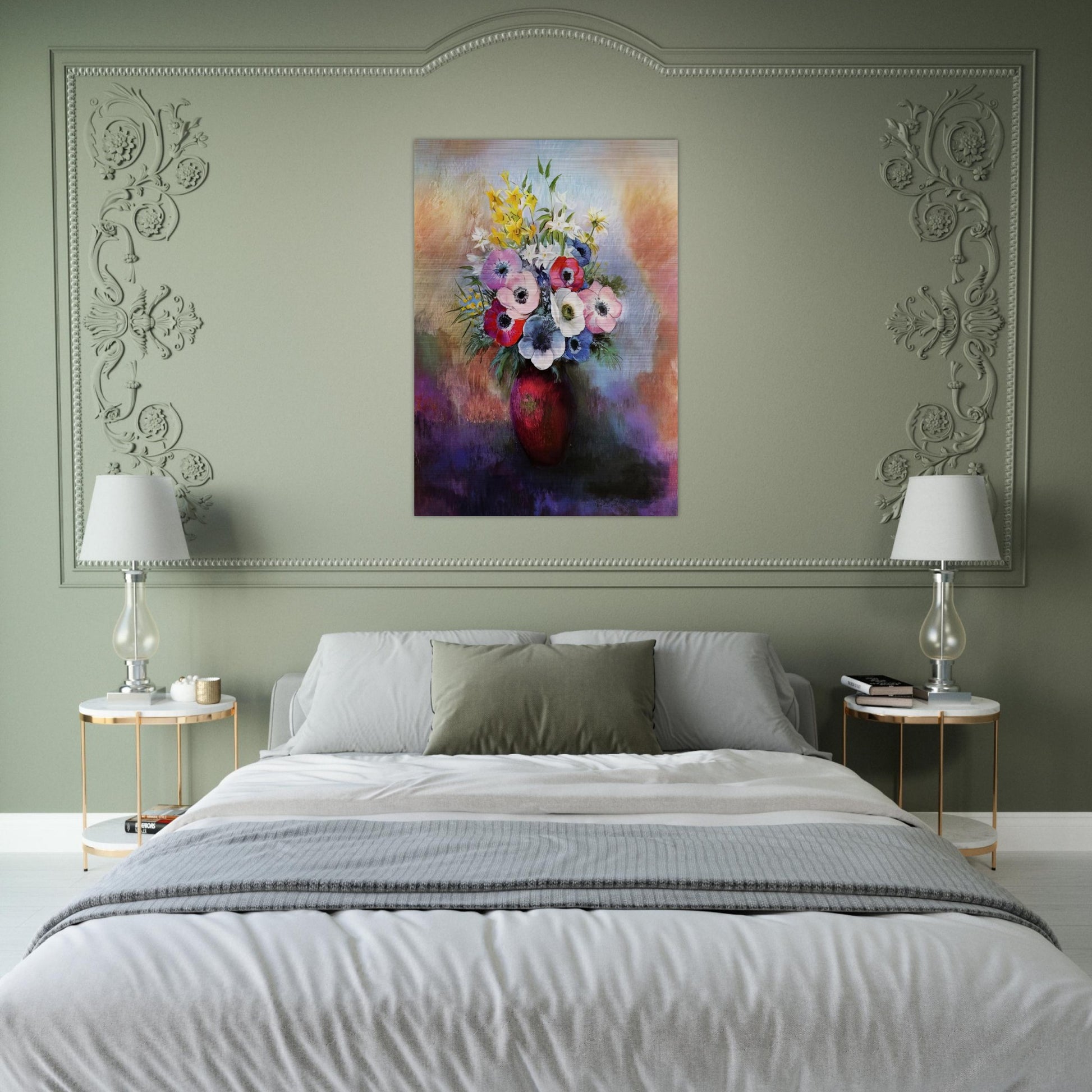 ANEMONES - Odilon Redon Brushed Aluminum Print - 70x100 cm / 28x40 inches | Odilon Redon Aluminum Print | Odilon Redon Prints