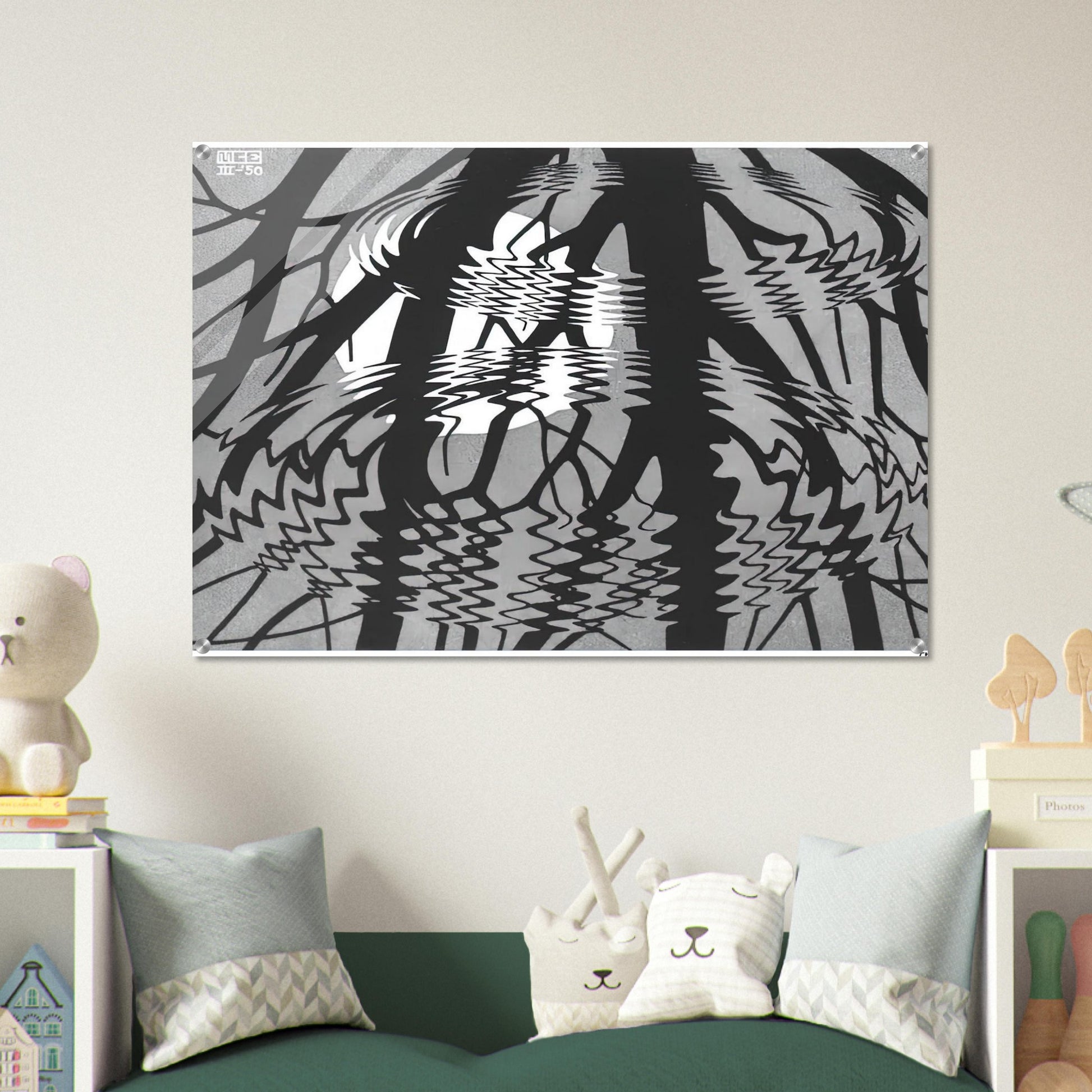 RIPPLED SURFACE - MC Escher Acrylic Print - 70x100 cm / 28x40″ inches | Maurits Cornelis Escher Prints
