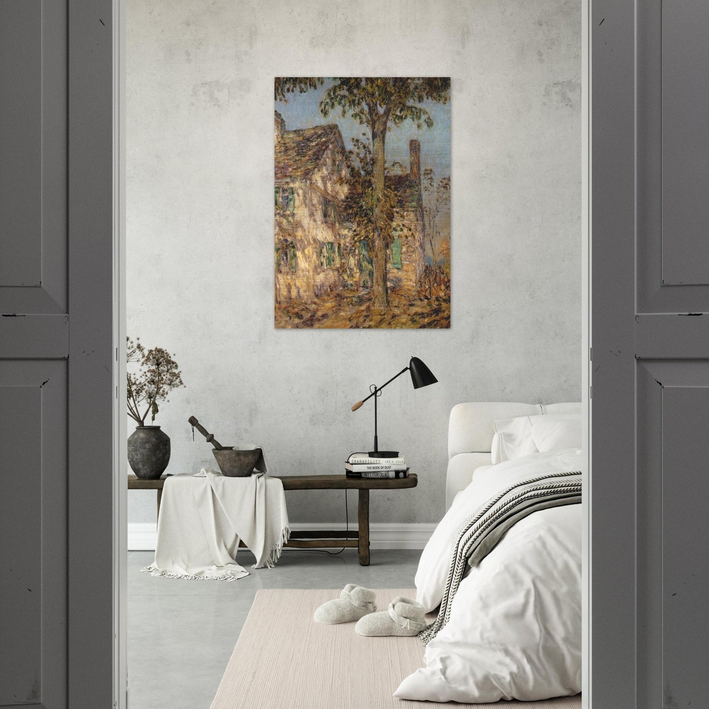 Sunlight on an Old House, Putnam - Childe Hassam Brushed Aluminum Print - 70x100 cm / 28x40 inches | Childe Hassam Aluminum Print | Childe Hassam Prints