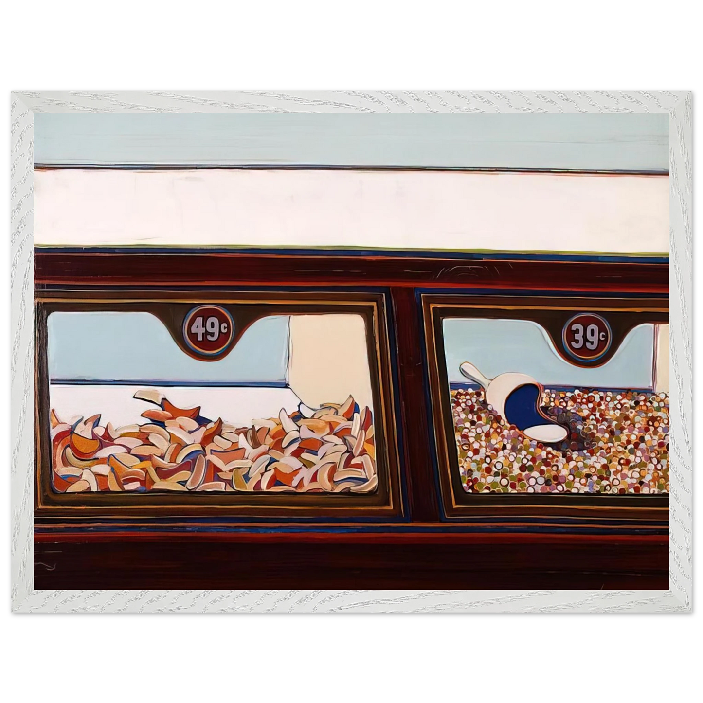 Wayne Thiebaud - Candy Counter - 1963 Wall Art - 21x29.7 cm / 8x12" - Premium Wooden Framed Poster With Fine Art Paper-canvas - Wood frame