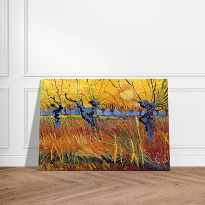 Pollard Willows and Setting Sun - Vincent van Gogh Brushed Aluminum Print - 70x100 cm / 28x40 inches | Vincent van Gogh Aluminum Print | Vincent van Gogh Prints
