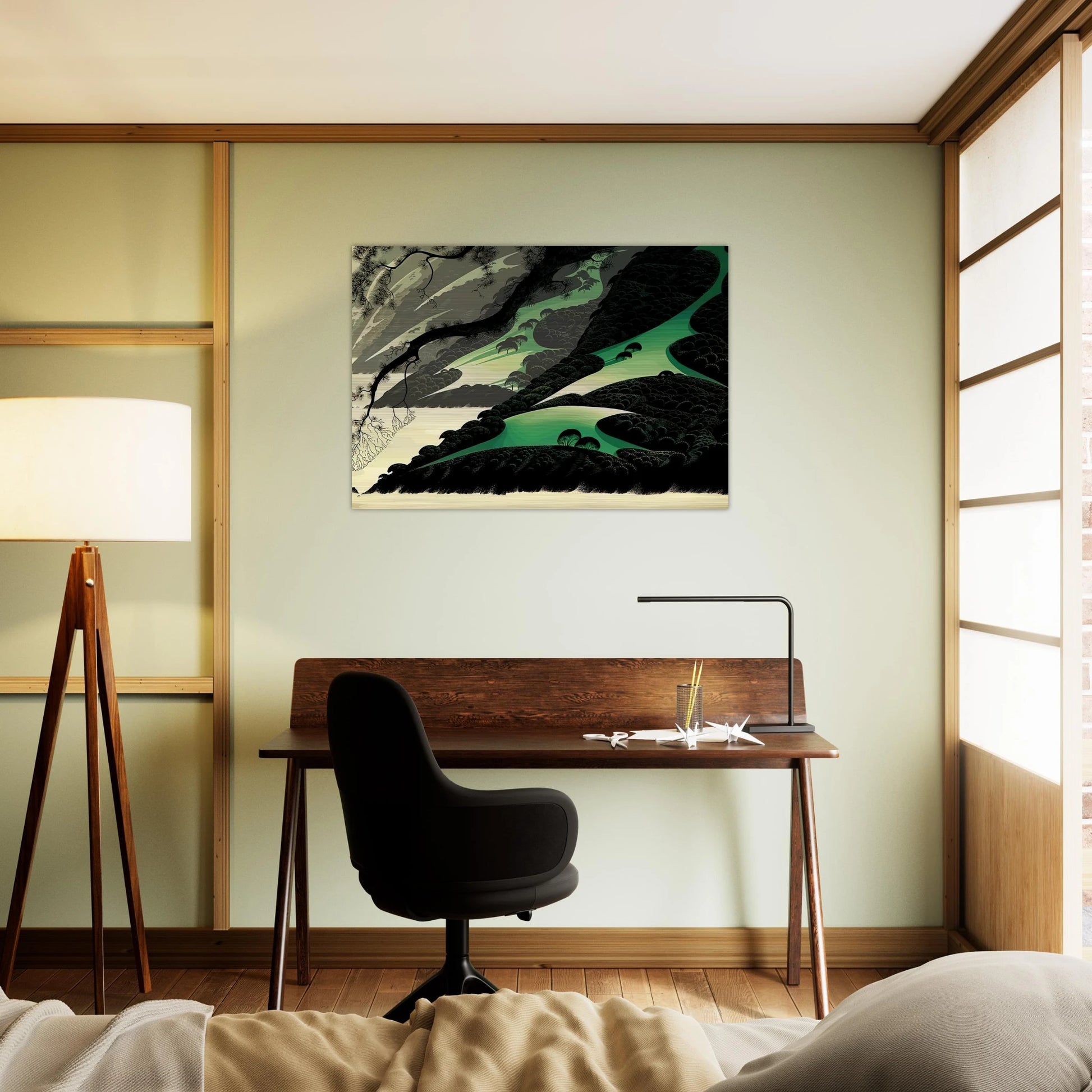 Green Big Sur - Eyvind Earle Brushed Aluminum Print - 70x100 cm / 28x40 inches | Eyvind Earle Aluminum Print | Eyvind Earle Prints