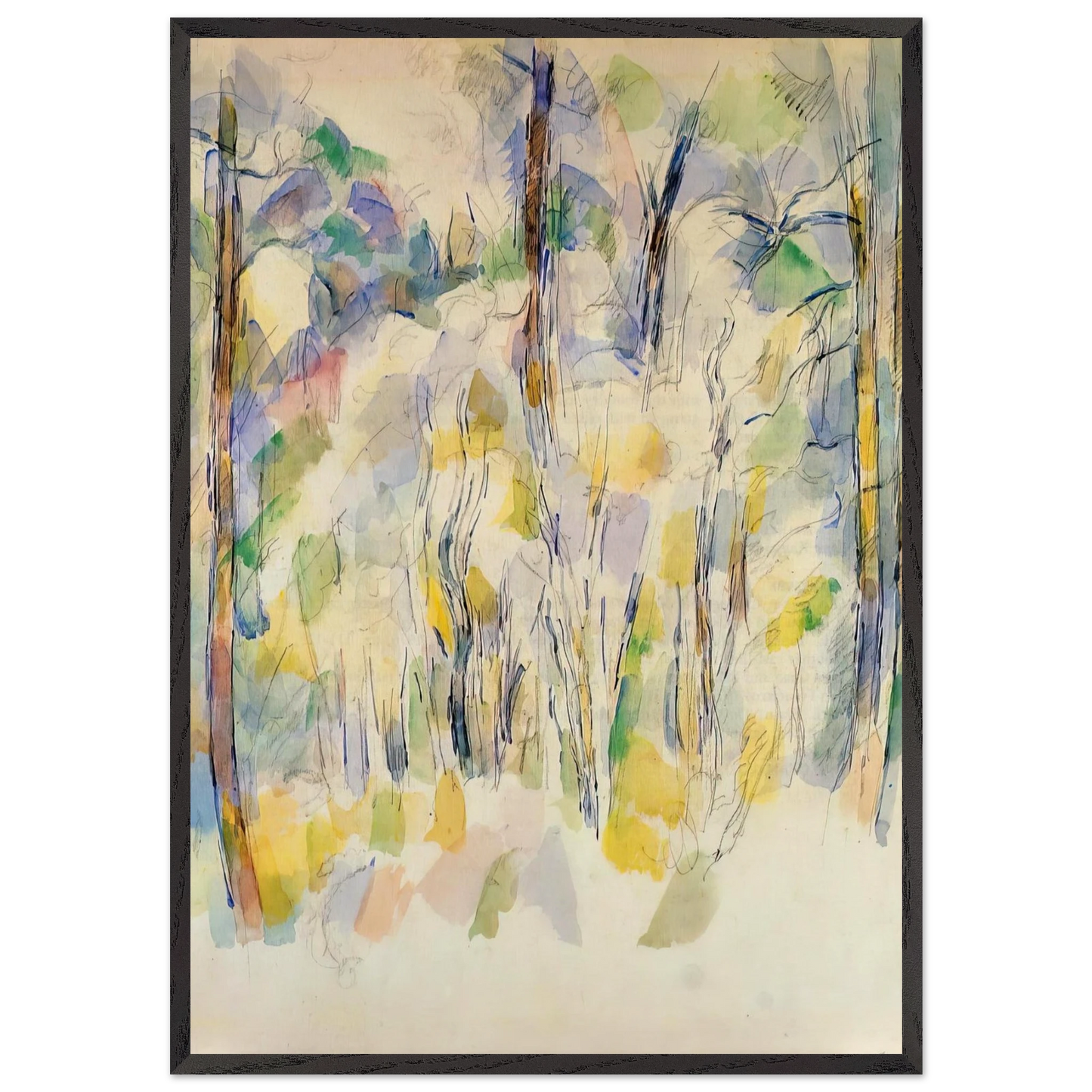 In the Woods N1 - Paul Cezanne 70x100 cm / 28x40 inches Framed Art Print – Black Wooden Frame