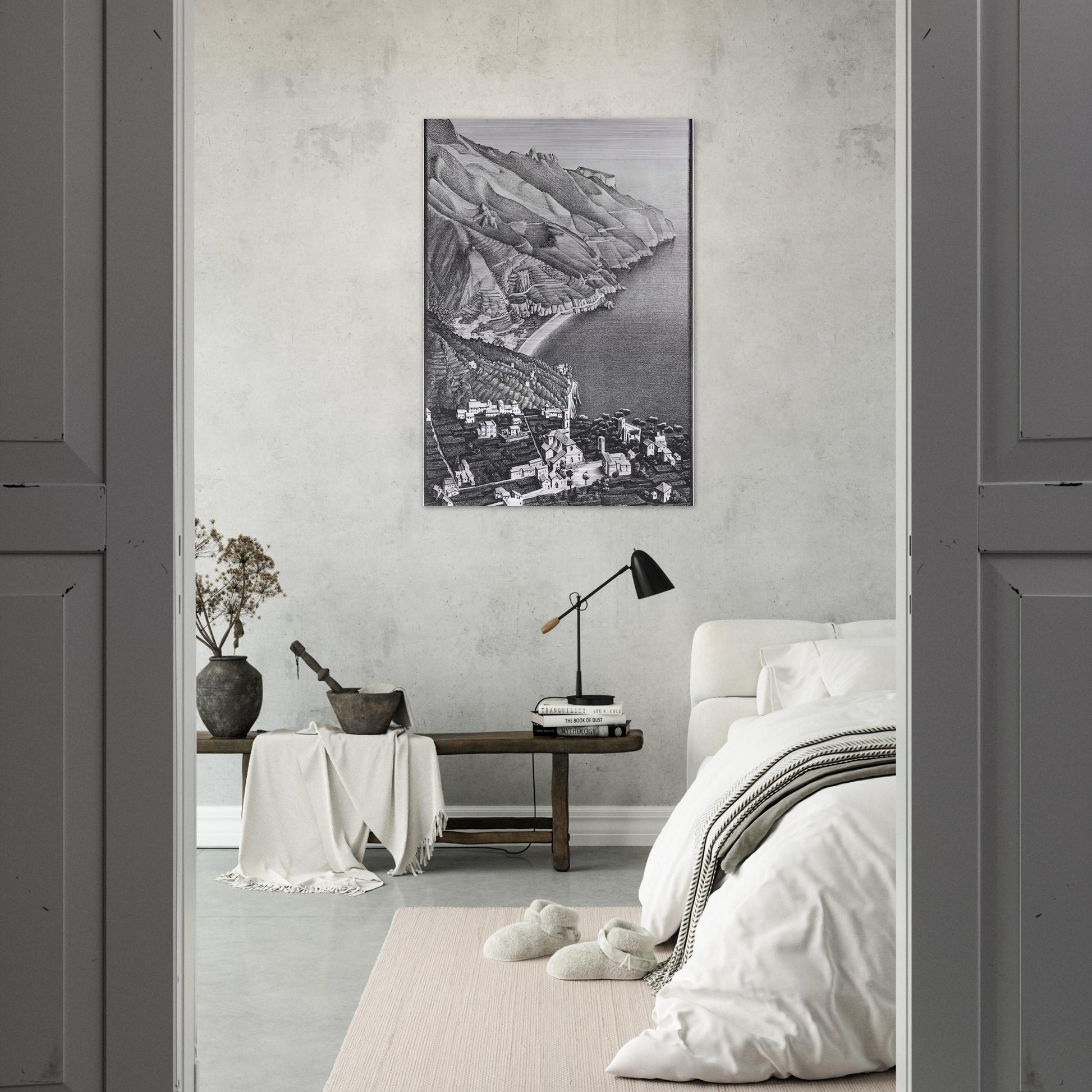 RAVELLO AND THE COAST OF AMALFI - MC Escher Brushed Aluminum Print - 70x100 cm / 28x40 inches | MC Escher Aluminum Print | MC Escher Prints