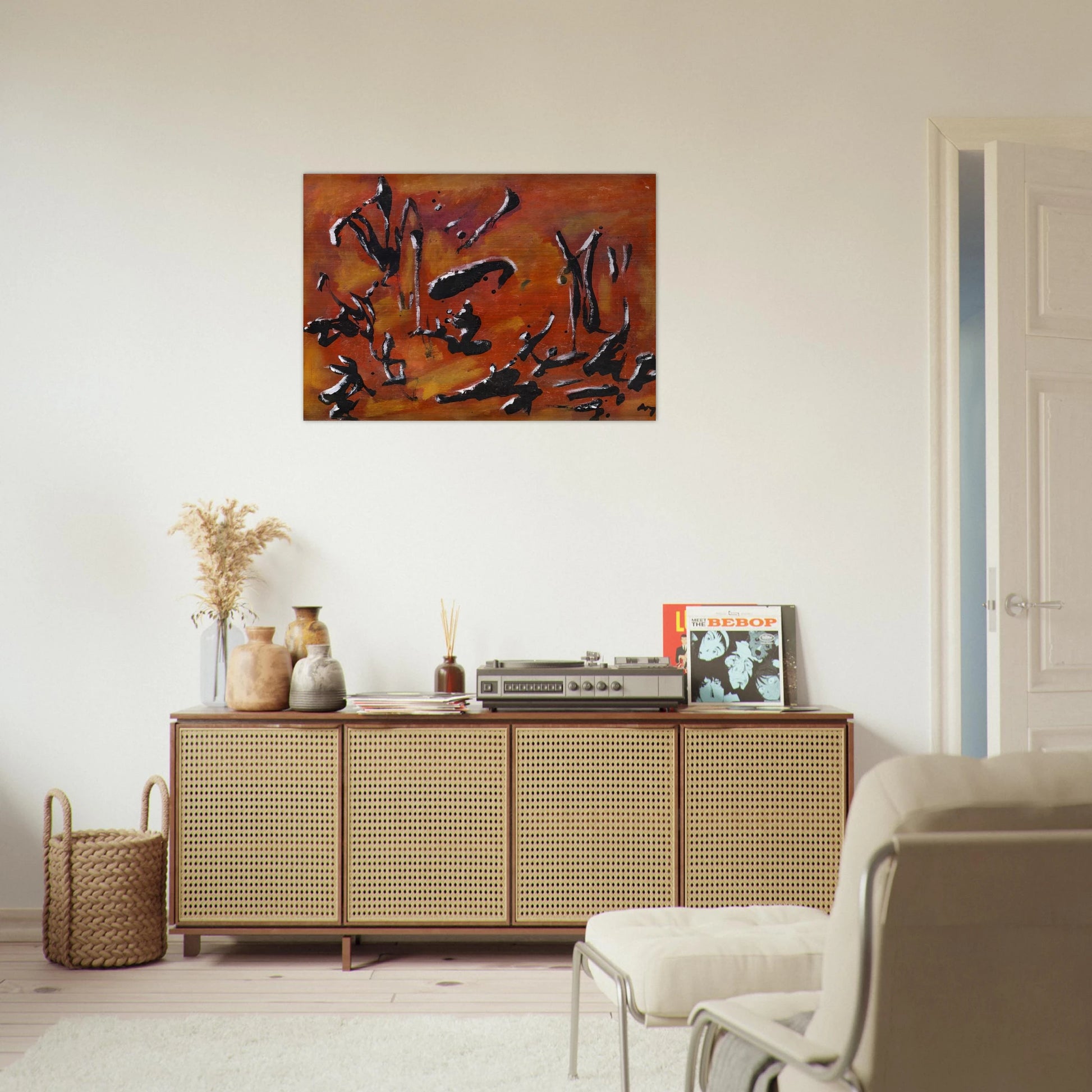 Red Abstract Composition - Art Informel, Surrealism - Henri Michaux Brushed Aluminum Print - 70x100 cm / 28x40 inches | Henri Michaux Aluminum Print | Henri Michaux Prints
