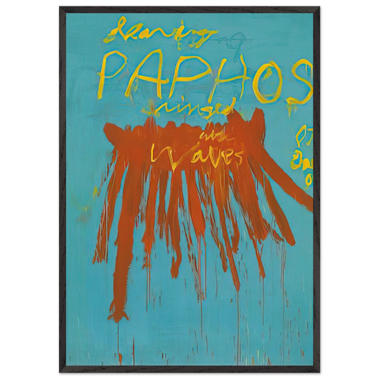 Leaving Paphos Ringed With Waves IV - Cy Twombly 70x100 cm / 28x40 inches Framed Art Print – Black Wooden Frame