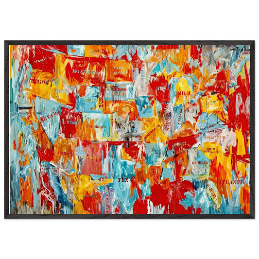 MAP - Jasper Johns 70x100 cm / 28x40 inches Framed Art Print – Black Wooden Frame