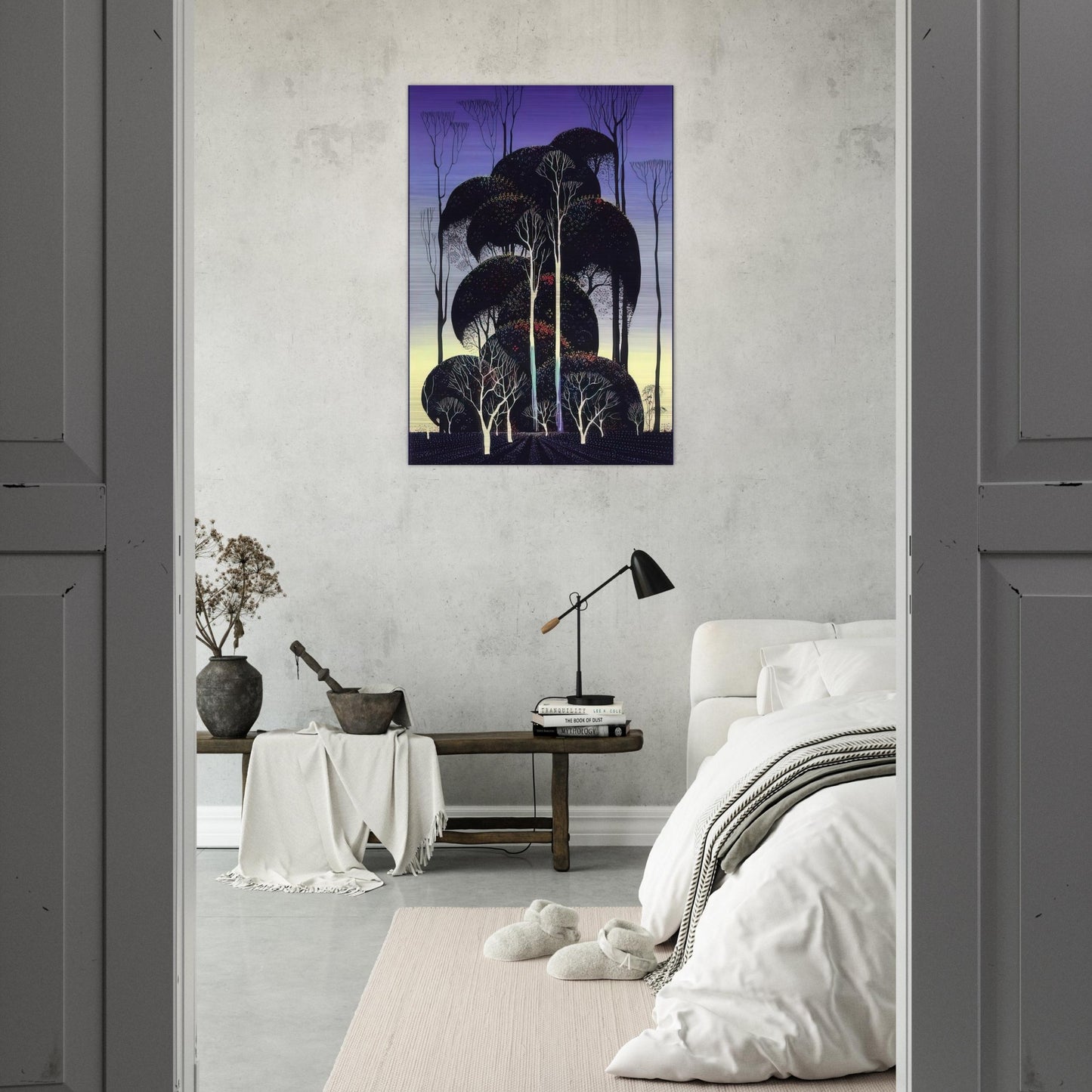 Forest Arabesque - Eyvind Earle Brushed Aluminum Print - 70x100 cm / 28x40 inches | Eyvind Earle Aluminum Print | Eyvind Earle Prints