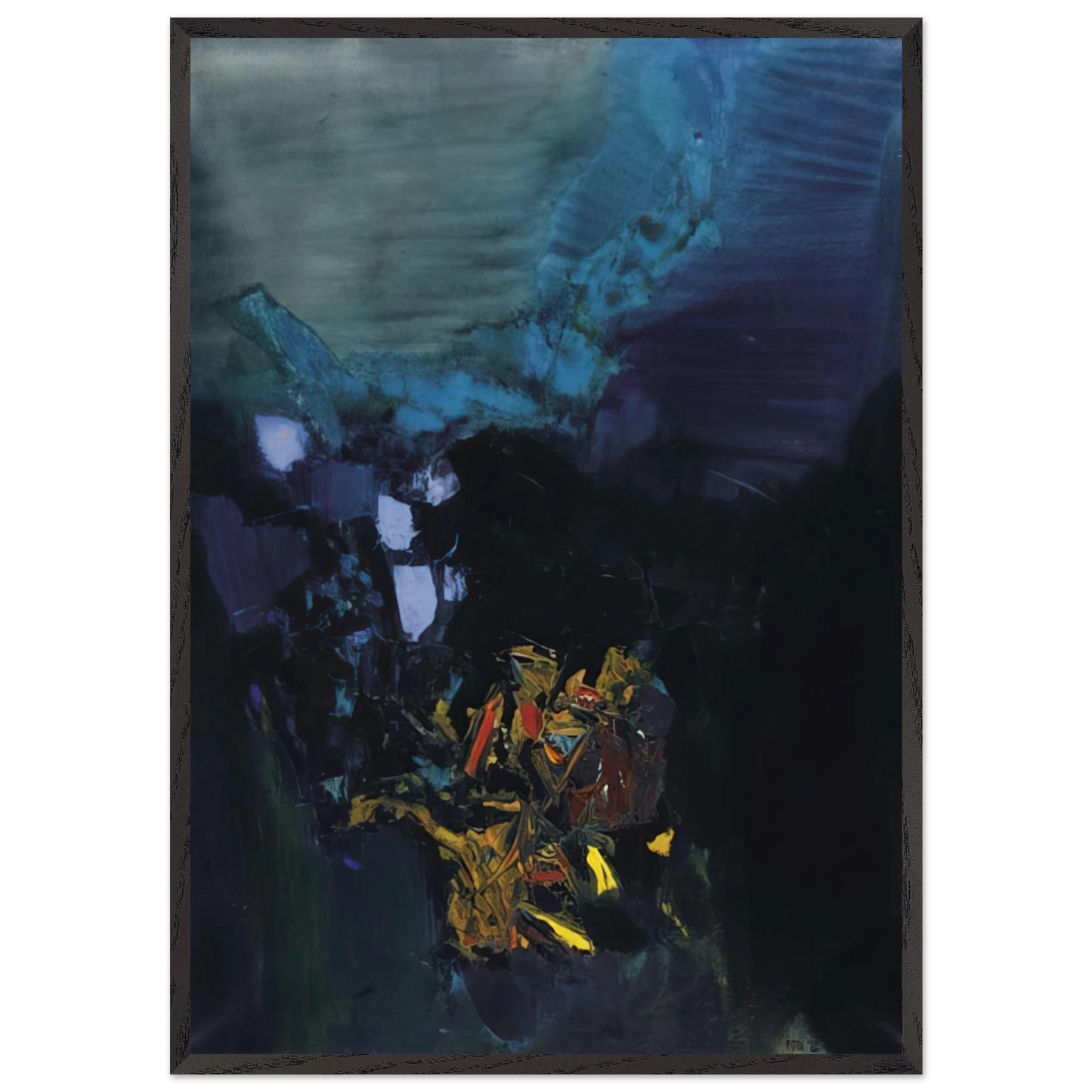 Vallee de Gorbio - Abstract Art - S H Raza 70x100 cm / 28x40 inches Framed Art Print – Black Wooden Frame